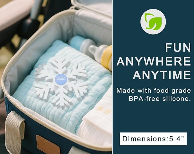 Large Baby Bath Suction Spinner Toys, Silicone Suction Spinner for Baby & Toddler, Novelty Spinning Top with Suction Cup for Highchair & Bathtub, Suction Toys for Car Window (Snowflake, Blue)