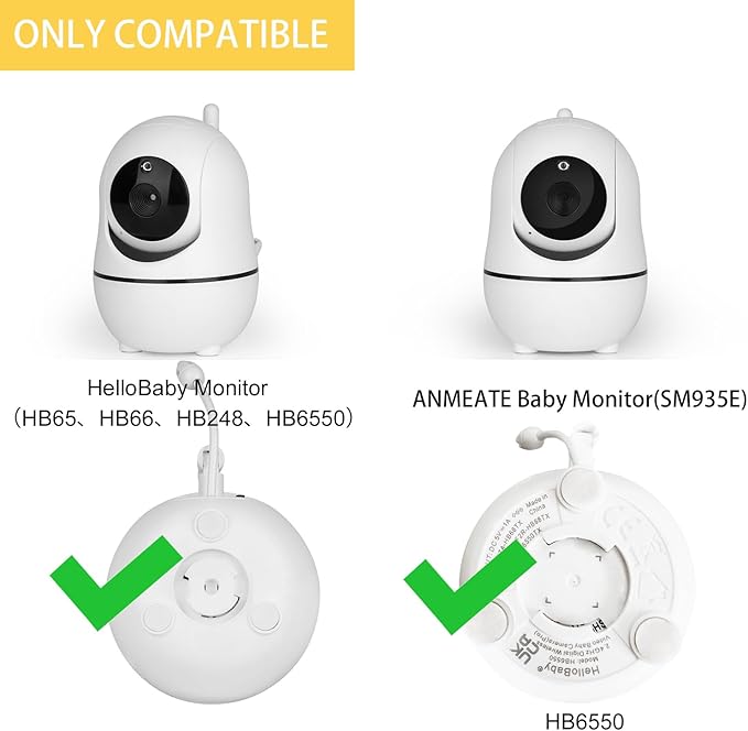 Flexible Baby Monitor Mount Compatible with HelloBaby HB65/HB6550/HB6558/HB66/HB248,ANMEATE SM935E/SM650 Monitor,Baby Camera Mount,Baby Clip Mount Without Tools or Wall Damage