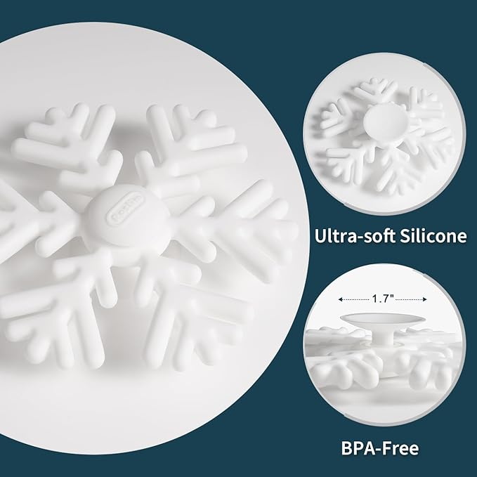 Bathtub Baby Spinners with Suction Cup - Silicone Bath Spinner Toys for Babies & Toddlers, Baby Spinner Suction for Travelling Car & Airplane Windows (Snowflake, White)