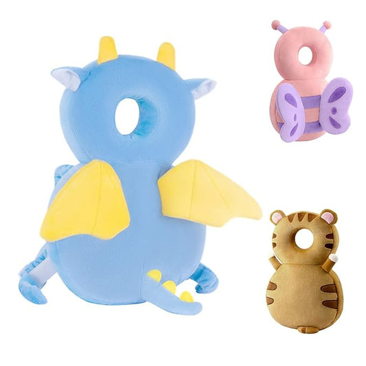 JunNeng Baby Head Protector Backpack, Toddler Walking Fall Head Protection, Blue Dinosaur