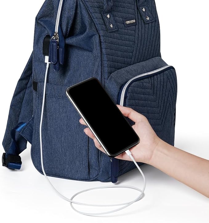 SUNVENO Baby Diaper Backpack Large Capacity Travel Nappy Bag for Mom Dad, Blue