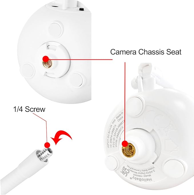 Flexible Baby Monitor Mount Compatible with HelloBaby HB65/HB6550/HB6558/HB66/HB248,ANMEATE SM935E/SM650 Monitor,Baby Camera Mount,Baby Clip Mount Without Tools or Wall Damage