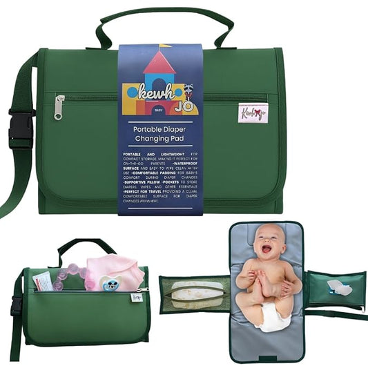 Portable Diaper Changing Pad - Foldable Waterproof Change Mat & Portable Changing Pad for Travel - Baby Changer Station with Diaper & Wipes Pouch & Storage - Baby Shower Gifts