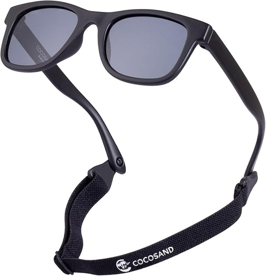 COCOSAND Flexible Polarized Baby Sunglasses with Strap UV Protection for Toddler Infant Girl Boy Age 0-24 Months