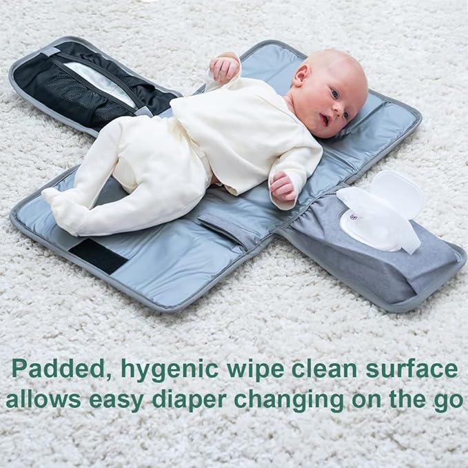 Lil Fox Portable Changing Pad - One-Hand Diaper Change Pad for Baby Diaper Bag or Changing Table. Unisex Baby Shower Gifts, Newborn Essentials