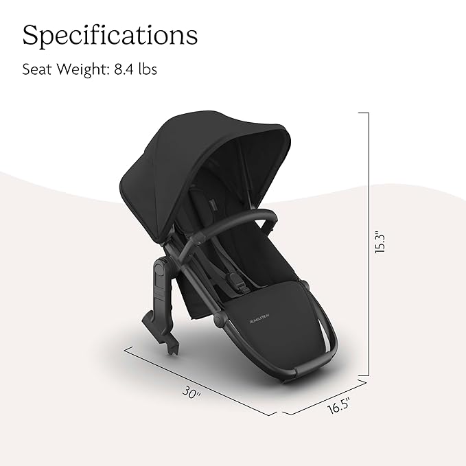 UPPAbaby RumbleSeat V3 Second Lower Seat - Compatible with Vista V2 and Vista V3 - All-Weather Seat + Magnetic Buckle – Adapters Included - Jake (Charcoal/Carbon Frame/Black Leather)