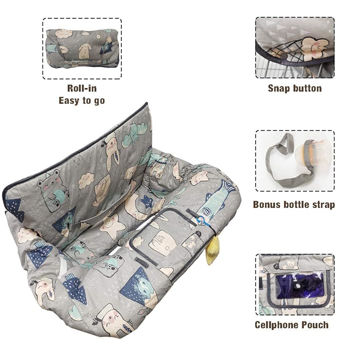 Shopping Cart Cover for Baby Cotton High Chair Cover, Machine Washable for Infant, Toddler, Boy or Girl (Cute)
