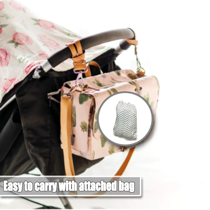 Portable Shopping Cart Cover, High Chair and Grocery Cart Covers for Babies, Kids, Infants & Toddlers, Attached Carry Bag (Gray Chevron)