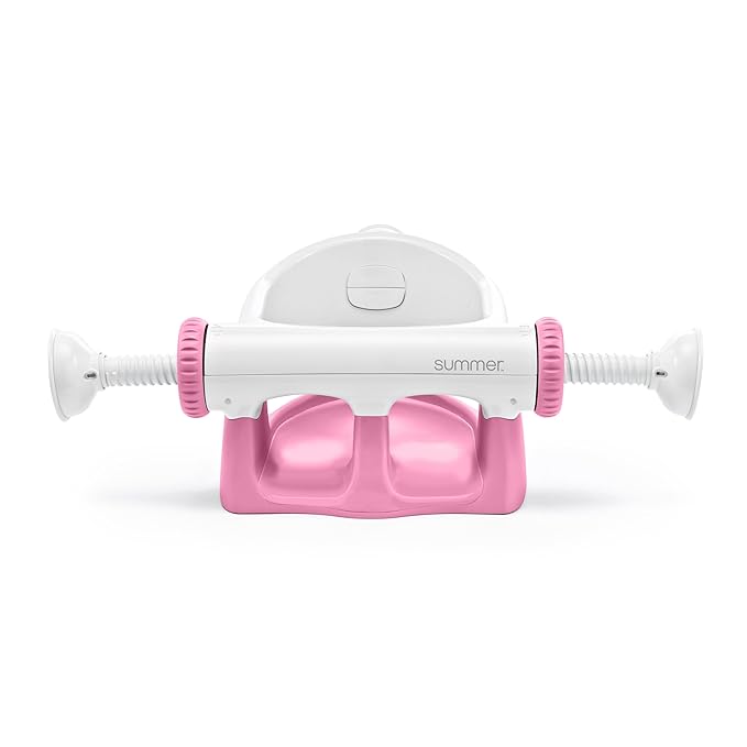 Ingenuity My Bath Seat for Sit-Up Baby Bathing, Sure & Secure Suction Cups, ASTM Safety Tested & Approved, Backrest for Assisted Sitting, Easy Setup & Storage, Pink