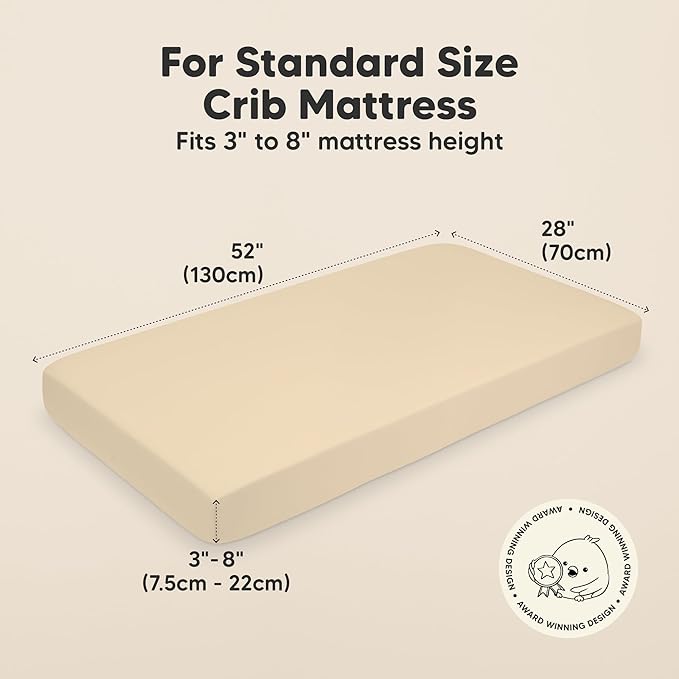 KeaBabies 2-Pack Organic Crib Sheets for Boys, Girls - 52x28 Fitted Crib Mattress Sheet Neutral, Breathable Jersey Cotton Cover for Baby Bed, Toddler Mattress, Soft & Cute Prints (Khaki)