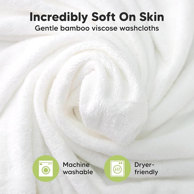 6-Pack Soft Baby Washcloths, Viscose from Bamboo - Kids, Newborn Bath Towels, Infant Shower, Toddler Reusable Face Towel, Gentle on Skin, Face Wash Cloths for Babies, 10x10 (Heather)