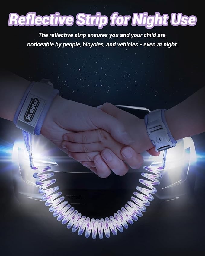 Anti Lost Wrist Link, 2 Pack Toddler Safety Leash with Key Lock, Reflective Child Walking Harness - Dual 8.2ft Length Pink & Purple Kids Leash for Outdoor, Kids Travel Essencials