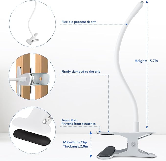 Flexible Baby Monitor Clip Mount Compatible with Infant Optics DXR-8 Pro, Nanit Pro, Owlet, Eufy, HelloBaby, Motorola, Vtimes, Arenti, VTech, Babysense and Other Baby Camera with 1/4 Screw Hole