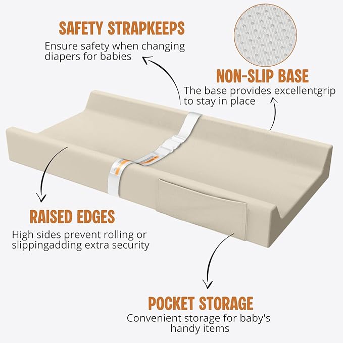 Vegan Leather Baby Changing Pad, Waterproof & Wipeable Soft Diaper Changing Mat 32“ x 16.6" Comfortable Infant Changing Station for Dresser & Table