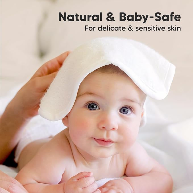 6-Pack Soft Baby Washcloths, Viscose from Bamboo - Kids, Newborn Bath Towels, Infant Shower, Toddler Reusable Face Towel, Gentle on Skin, Face Wash Cloths for Babies, 10x10 (White/Stone)