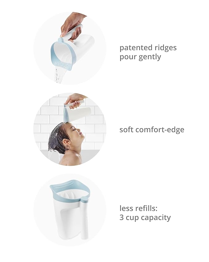 Skip Hop Baby Bath Rinse Cup Wave Tear Free Waterfall Rinser White