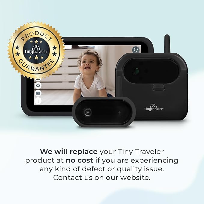 Tiny Traveler Ai Smart Wireless Baby Car Monitor with Travel Kit & Power Bank- AI-Powered Safety Alerts Detection, Virtual Fence, Long Range 1000ft Night Vision Lullabies Night Light - Black