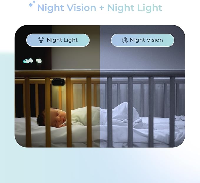 Tiny Traveler Add-On Ai Baby Car Camera – 1080P HD, Night Vision, 1000Ft Long Range, Night Light, Lullabies, Easy Install for Twins, 2 Kids, or Pets (Monitor Not Included)