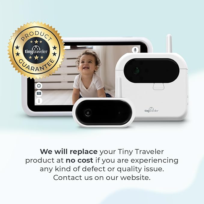 Tiny Traveler Ai Smart Wireless Baby Car Monitor with Travel Kit & Power Bank - AI-Powered Safety Alerts Detection, Virtual Fence, Long Range 1000ft Night Vision Lullabies Night Light - White
