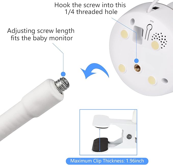 Gooseneck Baby Monitor Mount for Motorola, Owlet, VAVA, Arlo Baby Monitor and Most Universal Baby Security Camera, Flexible Baby Camera Holder Without Tools or Wall Damage - White