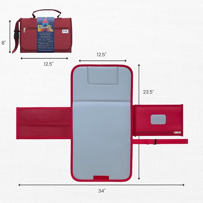 Portable Diaper Changing Pad - Foldable Waterproof Change Mat & Portable Changing Pad for Travel - Baby Changer Station with Diaper & Wipes Pouch & Storage - Baby Shower Gifts
