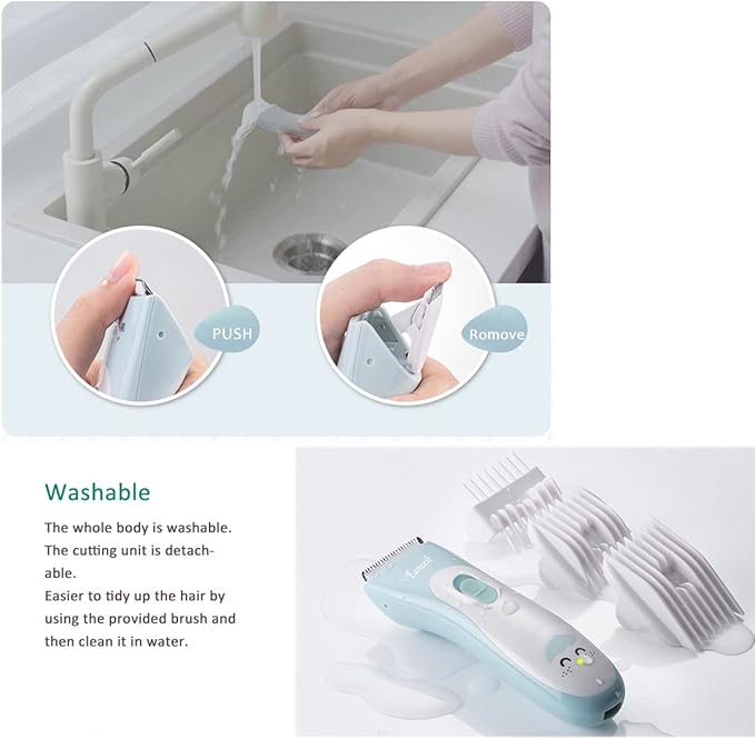 Baby Hair Clippers, Ceramic Blade Electric Kids Hair Trimmer, Ultra-Quiet Cordless Rechargeable Waterproof Haircut Kit for Kids & Adult