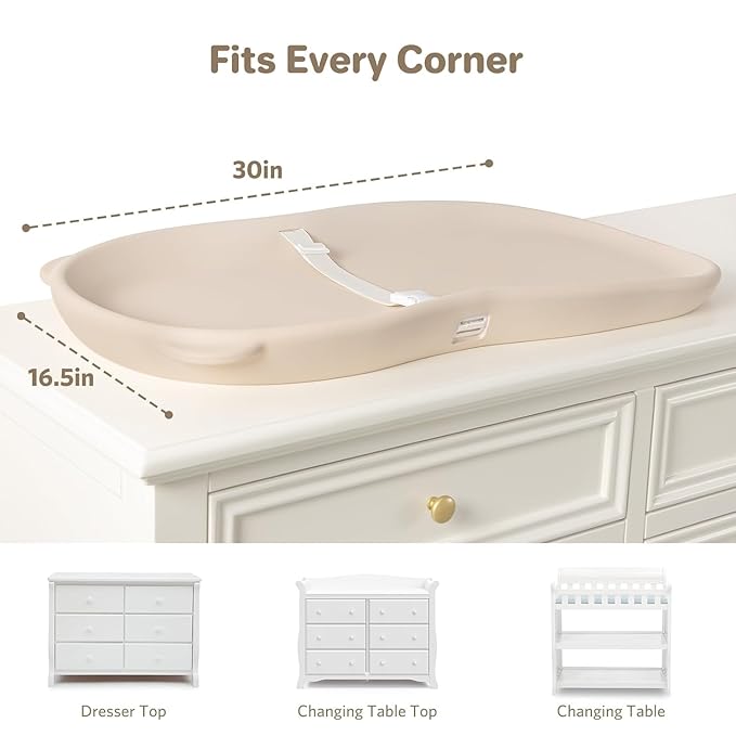 Waterproof Baby Diaper Changing Pad EVA Foam Wipeable Teddy Bear, Non-Slip Base Changer Pads Portable with Adjustable Safety Belt, Easy to Clean Change Mat Fits All Changing Station Table Dresser Bed