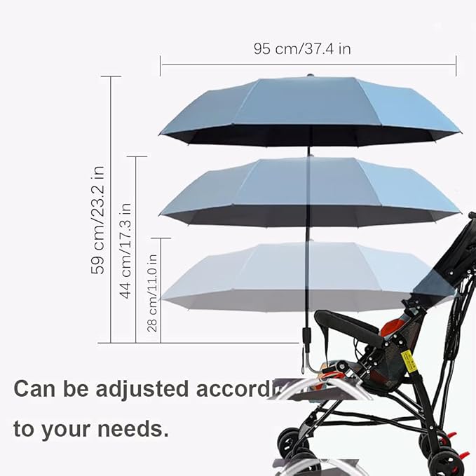 Universal Baby Parasol, Baby Stroller Sun Shade Sun Protection Sun Shade for Strollers, Waterproof Umbrella for Trolley Bike, Bicycle Umbrella with Holder Clip Clamp (sky blue)