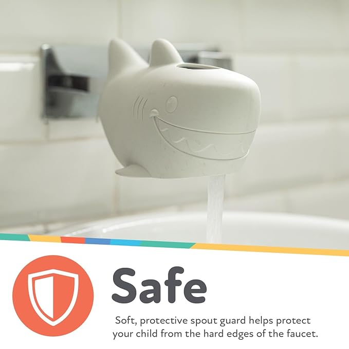 Nuby Bathtub Safety Spout Guard - Compatible with Most Standard Faucets - Bath Toys - Shark