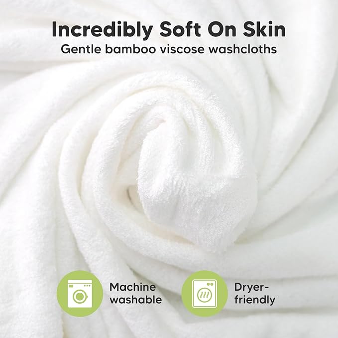 6-Pack Soft Baby Washcloths, Viscose from Bamboo - Kids, Newborn Bath Towels, Infant Shower, Toddler Reusable Face Towel, Gentle on Skin, Face Wash Cloths for Babies, 10x10 (Candy Pop)