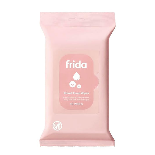 Frida Mom Breast Pump Wipes, Multi-Surface Cleaner, Removes Breastmilk Residue, Made with Food-Grade Ingredients, Baby and Milk Safe, Travel Essential for Breastfeeding Moms, 40 Count