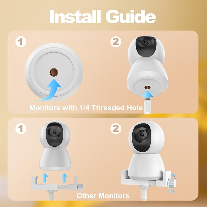 Upgraded Baby Monitor Mount - Universal Adjustable Baby Camera Clip Mount for Hello Baby, Nanit Pro, Infant Optics, VTech & Most Baby Monitors, Detachable Arm Monitor Holder Flex Stand for Crib