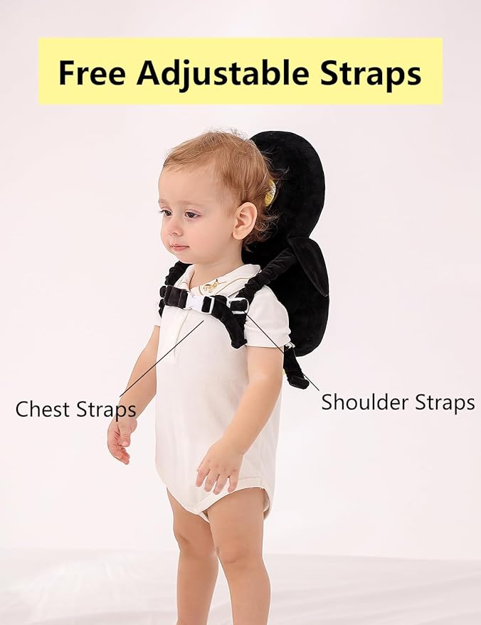 JunNeng Baby Head Protector Backpack, Toddler Walking Fall Head Protection, White Black Penguin