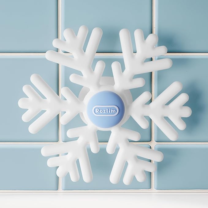 Large Baby Bath Suction Spinner Toys, Silicone Suction Spinner for Baby & Toddler, Novelty Spinning Top with Suction Cup for Highchair & Bathtub, Suction Toys for Car Window (Snowflake, Blue)