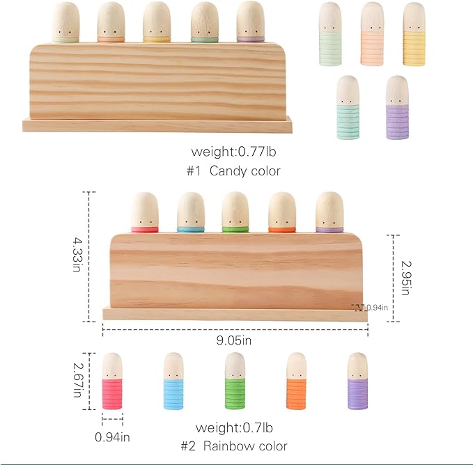 Pop Up Puppets | Multicolor Wooden Color Sorting & Montessori Color Matching Toys | Preschool Learning Educational Toys for Kids Boys & Girls Ages 3+