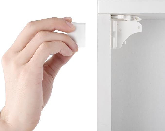 Vmaisi Adhesive Magnetic Locks for Cabinets & Drawers (10 Locks and 2 Keys)