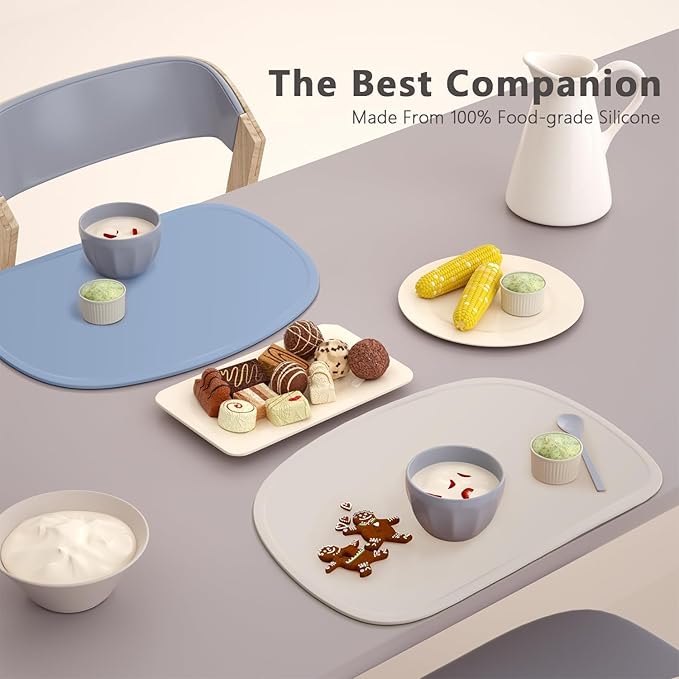 Cuddle Campus Set of 3 Silicone Placemats with Raised Edges for Kids,Toddlers,Babies, Non-Slip Dinning Table Mat, Baby Eating Mat, Food Mat Set-1