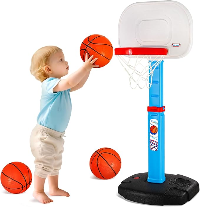 AOKESI Toddler Basketball Hoop Indoor for Age 1-3, Adjustable Mini Basketball Hoop, Kids Basketball Goal Outdoor Sport Poolside Game Birthday Christmas Toys Gifts for Baby Boys Girls 2 3 4 5