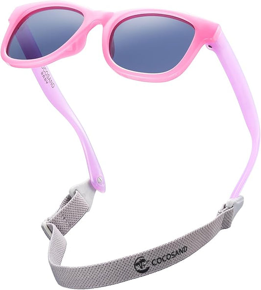 COCOSAND Flexible Polarized Baby Sunglasses with Strap UV Protection for Toddler Infant Girl Boy Age 0-24 Months