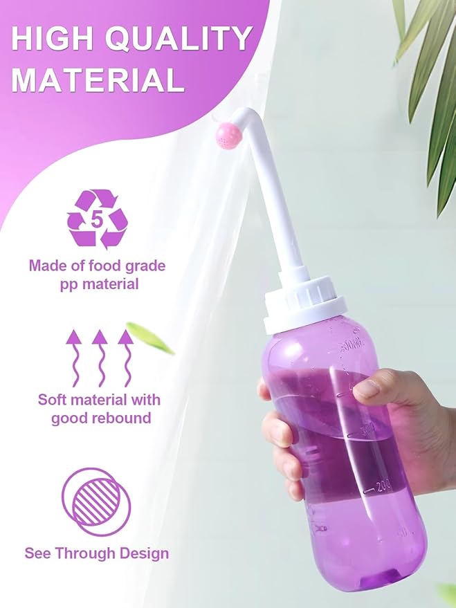 Peri Bottle for Postpartum Travel Bidet - Perineal Care,Portable Travel Squeeze Bottle Bidet for Women Personal Hygiene Cleaning,2 Tubes for Baby Mom After Birth Cleansing and Recovery 16.9OZ (Purple)