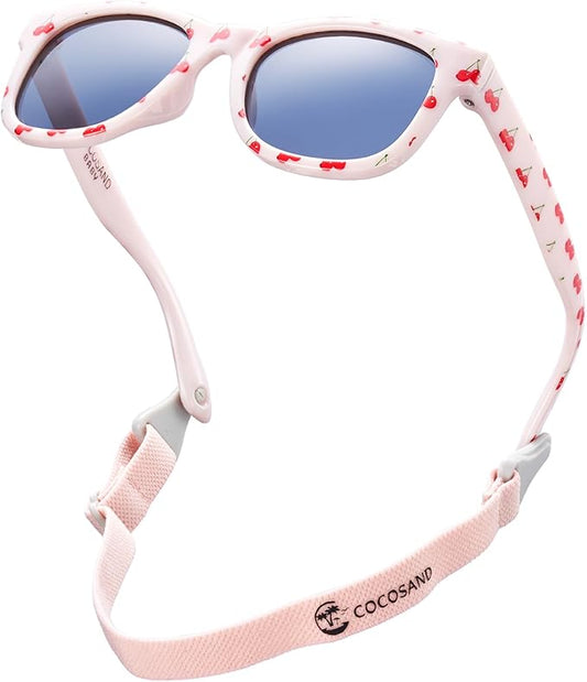 COCOSAND Flexible Polarized Baby Sunglasses with Strap UV Protection for Toddler Infant Girl Boy Age 0-24 Months