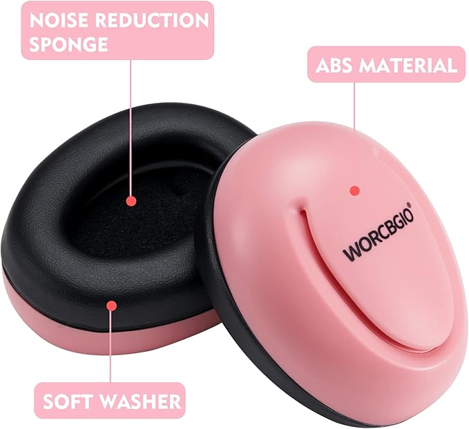 Infant Ear Protection Headphones with Adjustable Elastic Headband&Comfortable White Muffs Baby Earmuff Helps Sleep Well & Reduce Noise (Donut,Pink