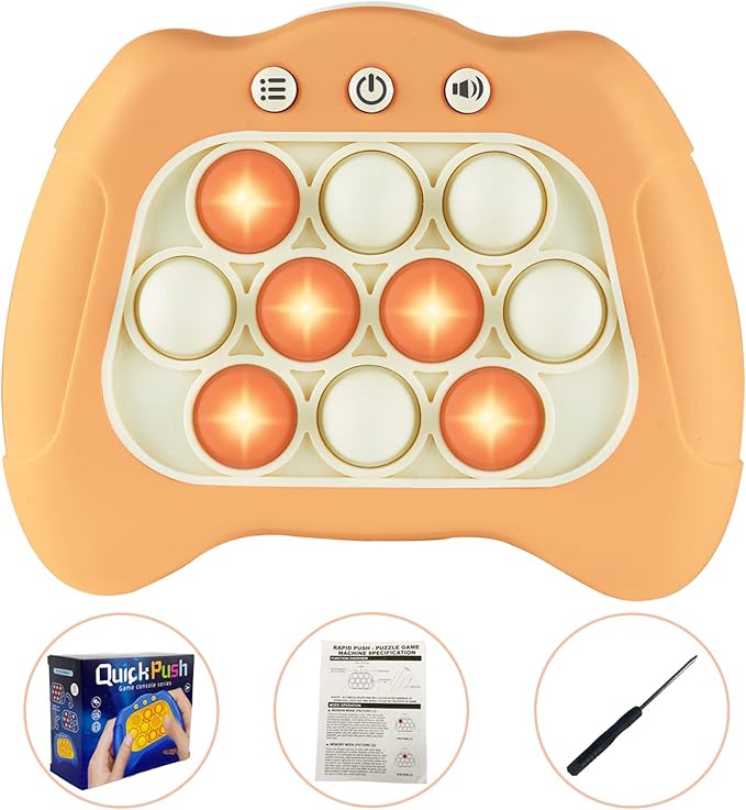 Pop The Target! Handheld Speed Push Game Machine: A Fun Multiplayer Game for Family. Sensory Fidget Toy Christmas Toys Gifts for 6 7 8 9 10 11 12 Years Old Kids Road Trip Car Games Orange