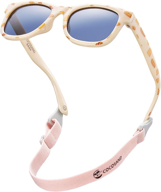 COCOSAND Flexible Polarized Baby Sunglasses with Strap UV Protection for Toddler Infant Girl Boy Age 0-24 Months