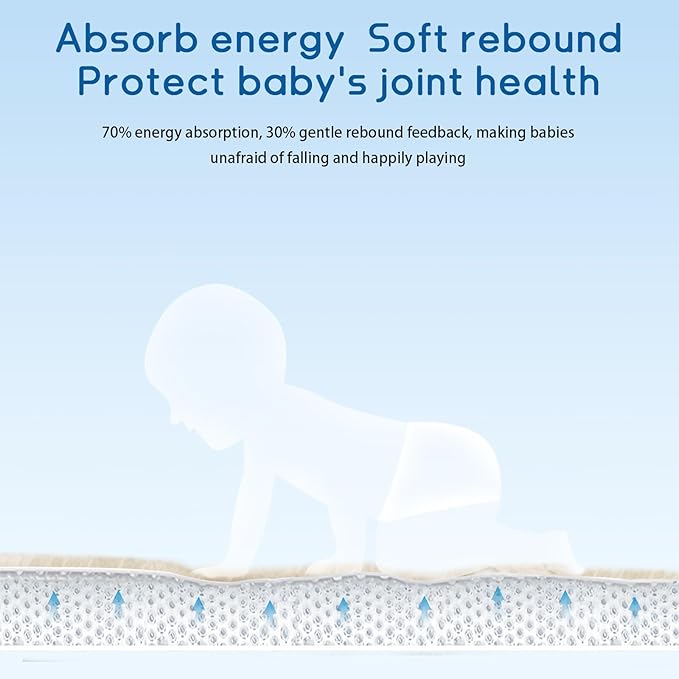 Baby Play Mat for Floor Tummy Time Nursery Rug Muscle Mat Area Playroom Rug Tatami 50 * 50" Memory Foam 1.3" Thick Crawling Time For Babies,Toddlers, Infants, Kids(Beige)