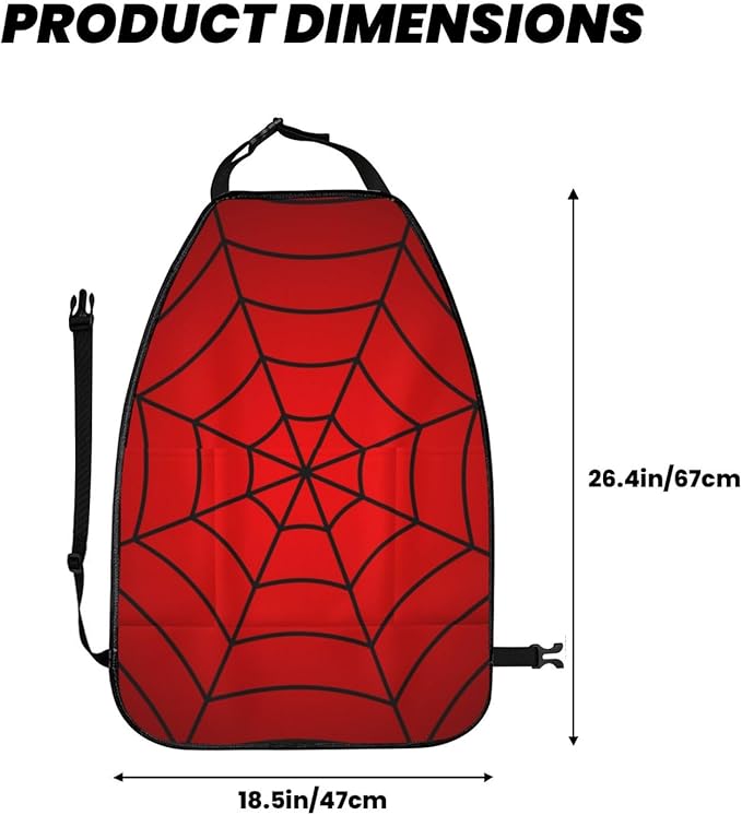 Red Spider Web Car Kick Mats Back Seat Protector 2 Pack Auto Seat Back Covers with 3 Organizer Travel Accessories Universal Vehicle Interior from Dirt, Mud