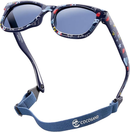 COCOSAND Flexible Polarized Baby Sunglasses with Strap UV Protection for Toddler Infant Girl Boy Age 0-24 Months