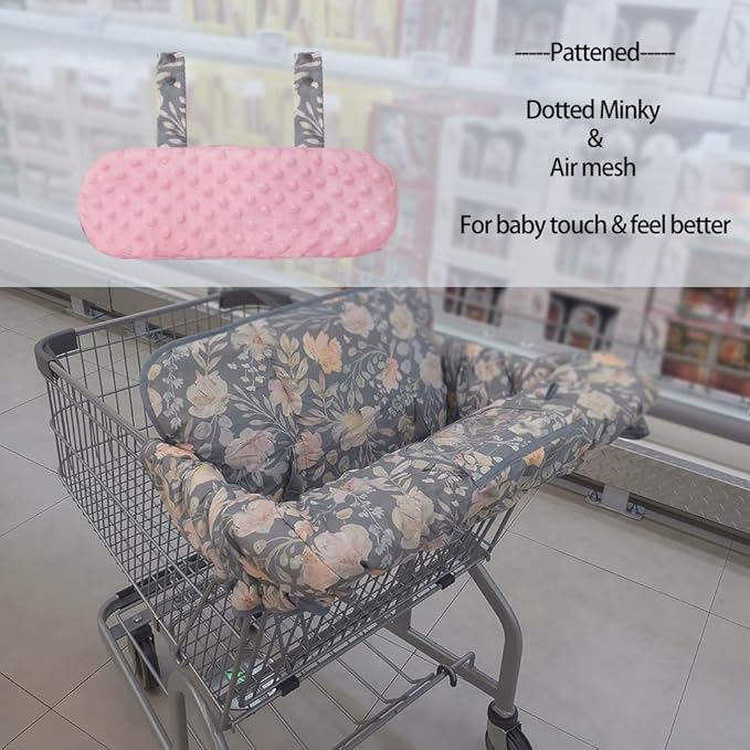 ICOPUCA Shopping Cart Cover for Baby, 2 in 1 cart Cover for Babies N high Chair Cover, Padded Grocery cart seat Cover for Baby Girl boy, with Extra Detachable Cushion, Universal fit; Patent Design