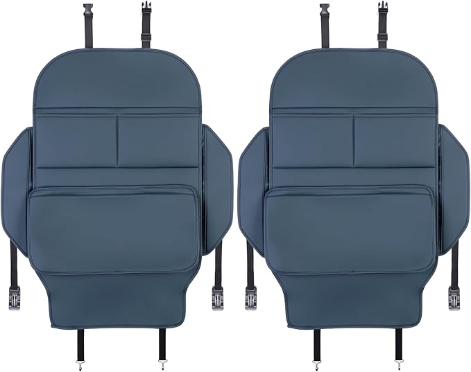 Seat Back Protector,Preventing the Impact of Children Stepping on the Seat Backrest,Beautiful appearance and easy to clean,black (Blue-2 pcs)
