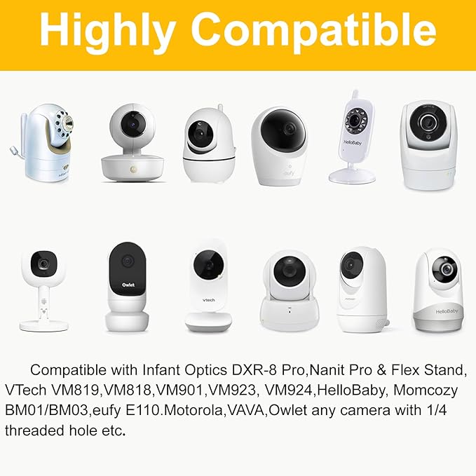 iTODOS Baby Monitor Floor Stand Holder Mount Compatible with Infant Optics DXR-8 Pro,Nanit Pro & Flex Stand,VTech VM819/VM901,Owlet,HelloBaby,Momcozy,eufy,Motorola Camera,Keep Baby Away from Touching